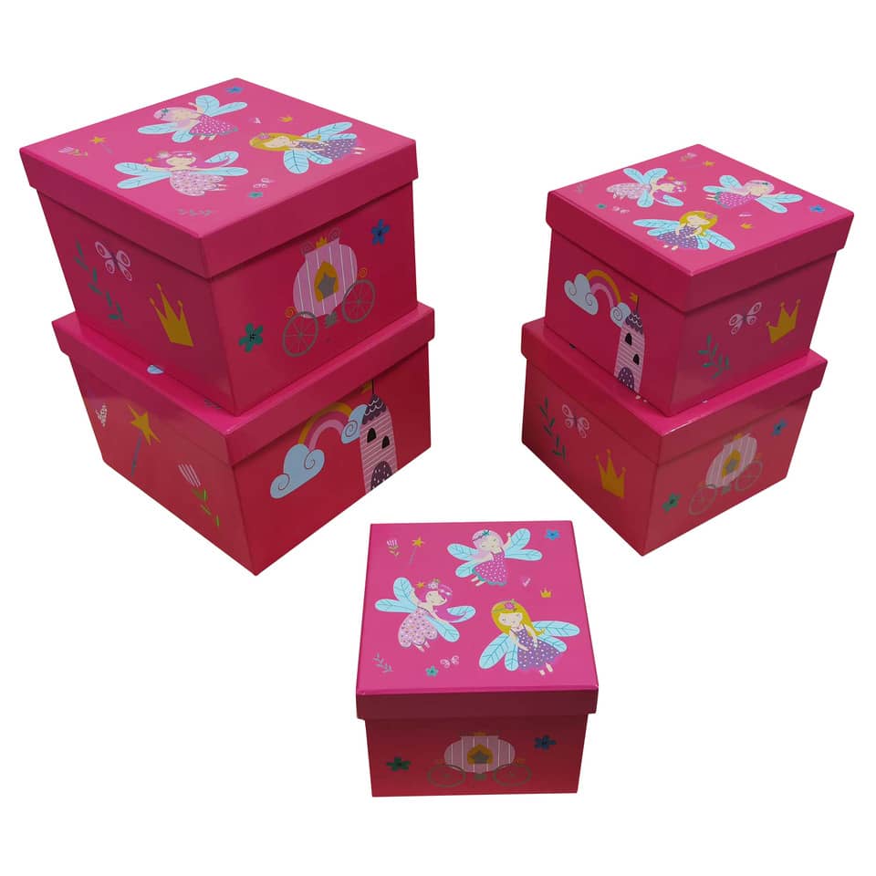 Geschenkkarton Fee, 5-teilig, würfel, pink  52539 52539   5tlg Würfel