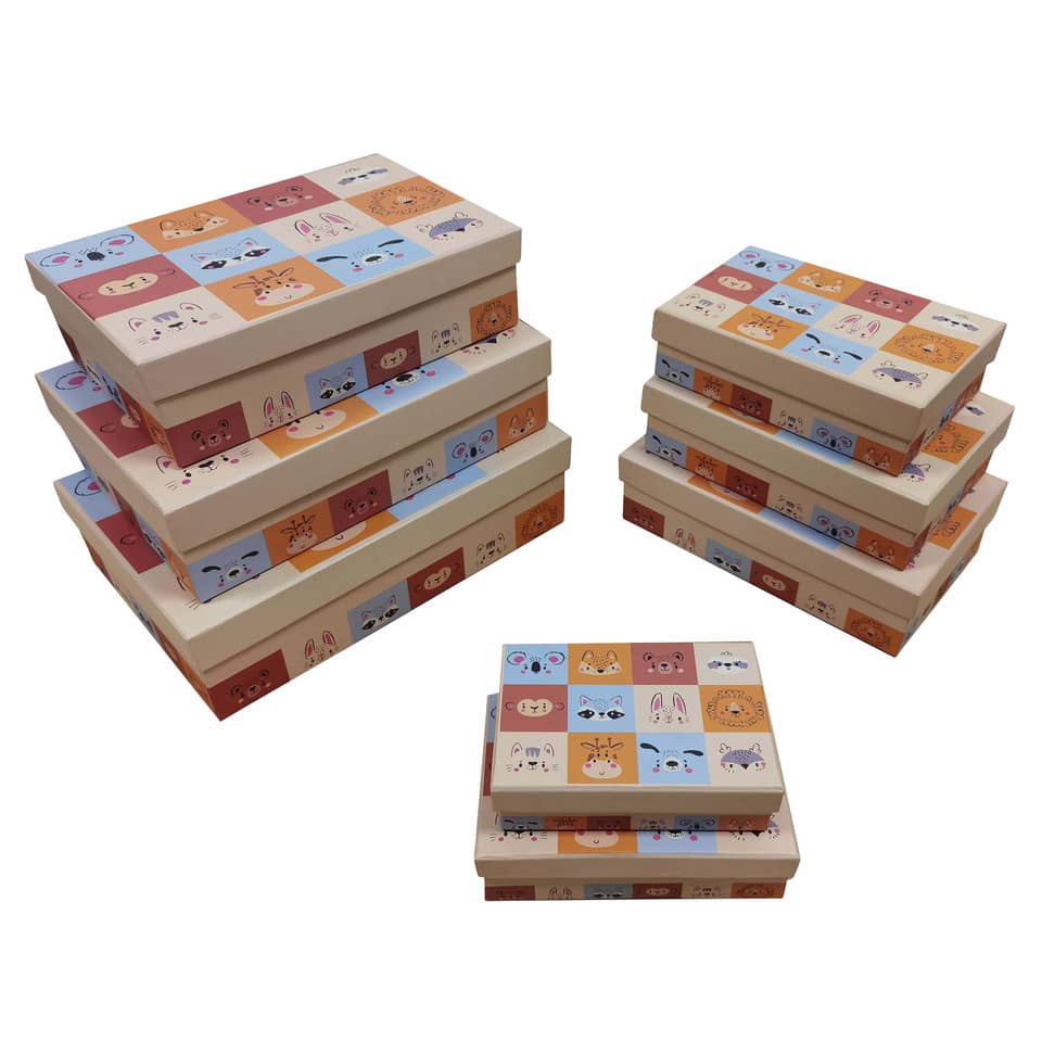 Geschenkkarton Tiere, 8 teilig, flach  52546 52546   8tlg Flach