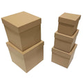 Geschenkkarton Packpapier, 6 teilig, würfel, natur  52559 52559   5tlg Würfel