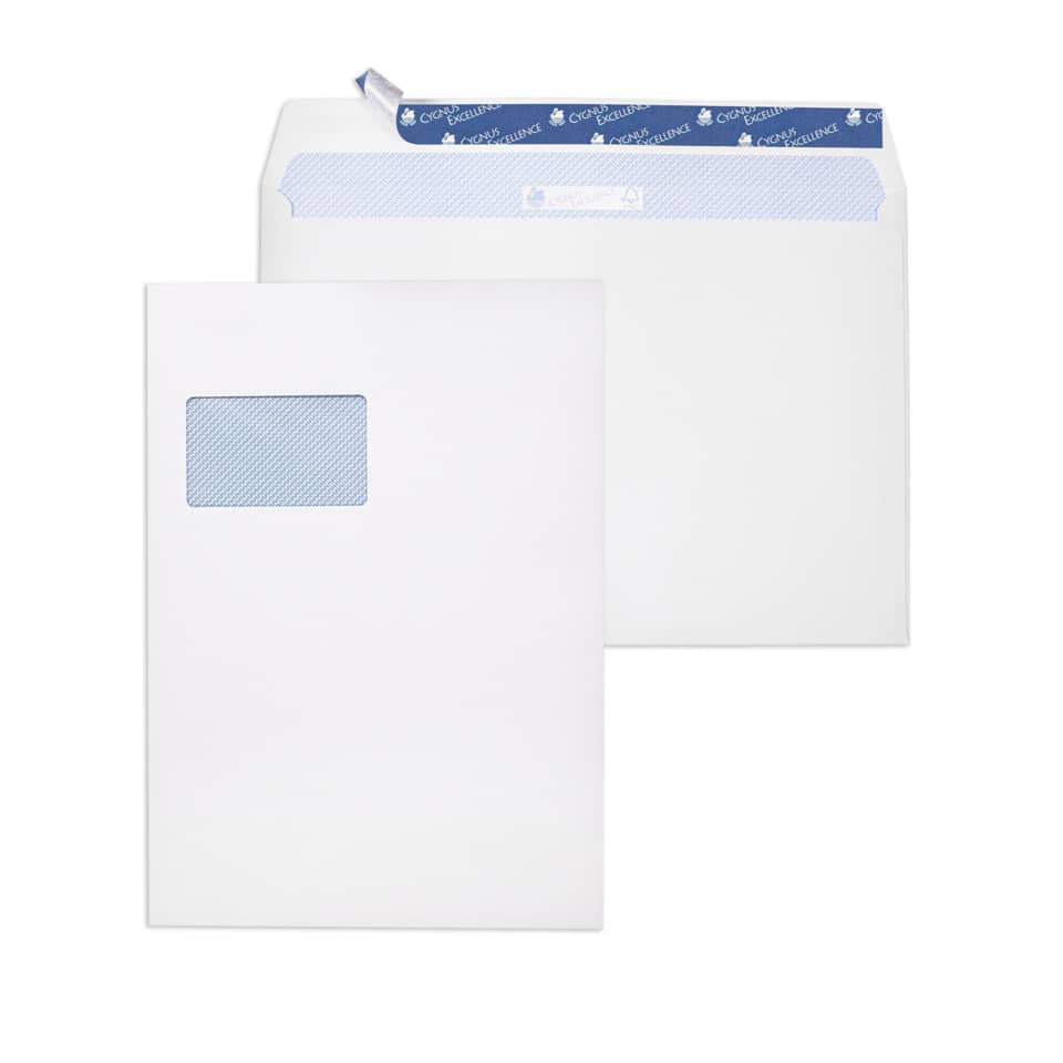 Versandtasche mit Fenster, C4, 120g/m², Haftklebend, 250 Stück, weiß CYGNUS EXCELLENCE 30123441 CYGNUS EXCELLENCE 30123441 250ST