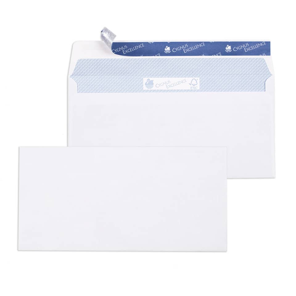 Briefumschlag ohne Fenster, DIN lang, 100g/m², haftklebend, 500 Stück, weiß CYGNUS EXCELLENCE 30005442 CYGNUS EXCELLENCE 30005442 500ST