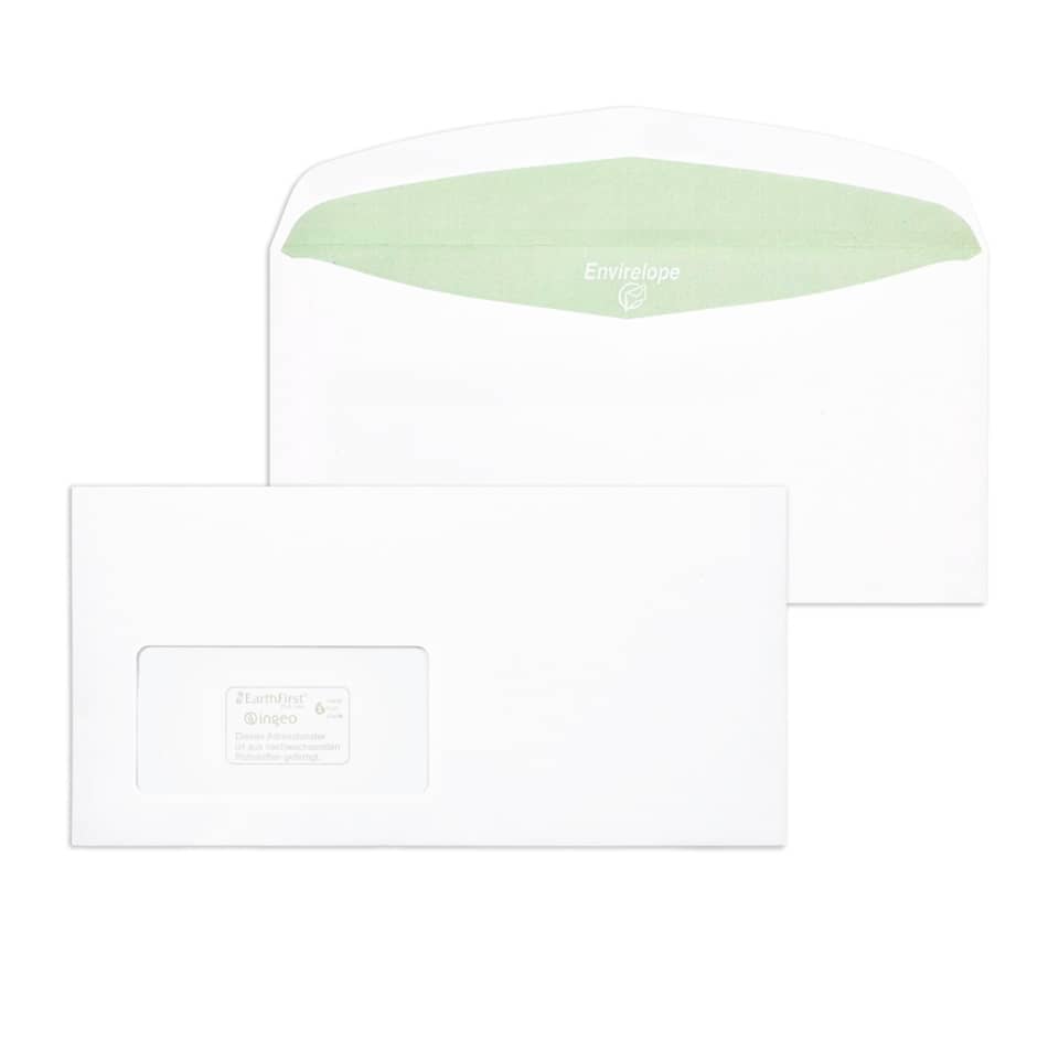 Briefumschlag mit Fenster, DIN lang, 75g/m², nassklebend, 1000 Stück, weiß ENVIRELOPE 30005402 ENVIRELOPE 30005402 1000ST