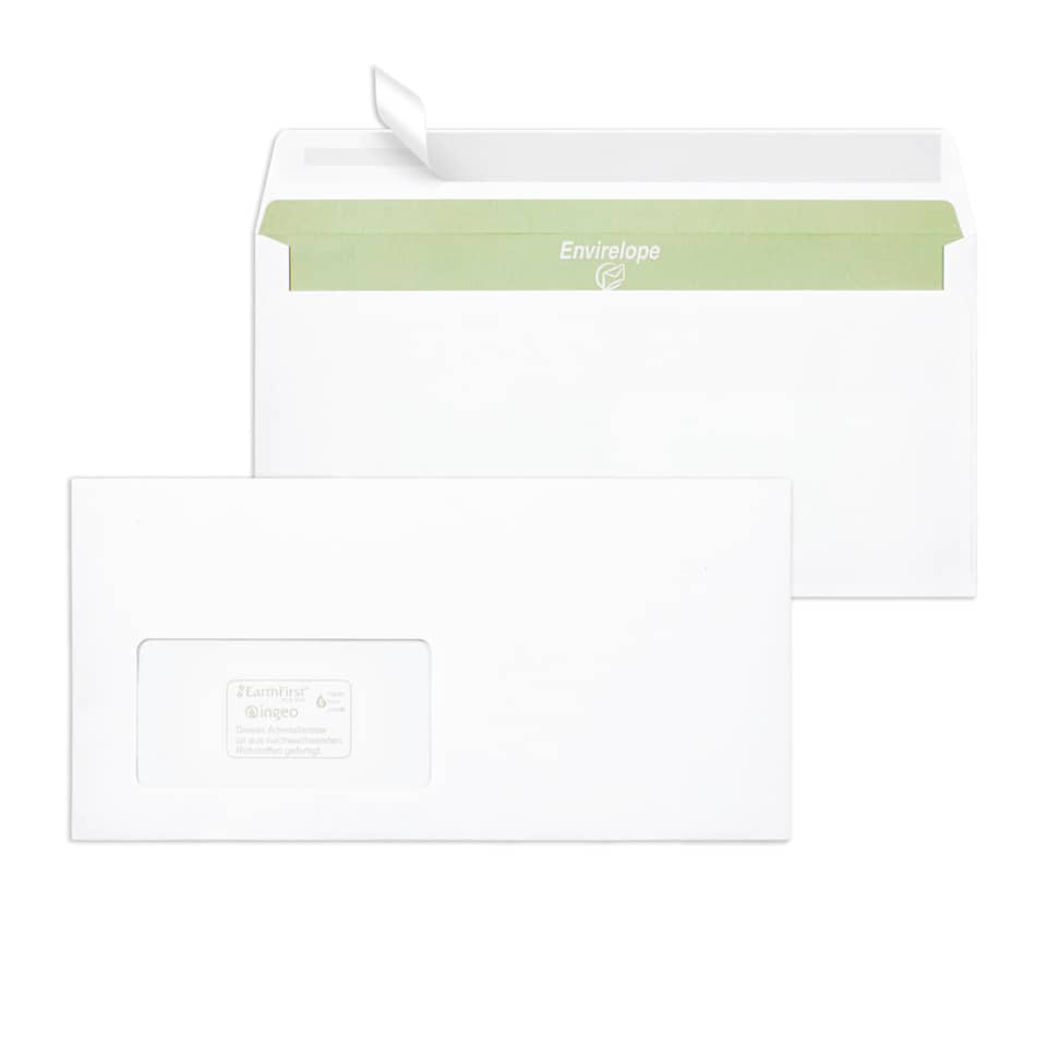 Briefumschlag mit Fenster, DIN lang, 80g/m², haftklebend, 1000 Stück, weiß ENVIRELOPE 30005444 ENVIRELOPE 30005444 1000ST