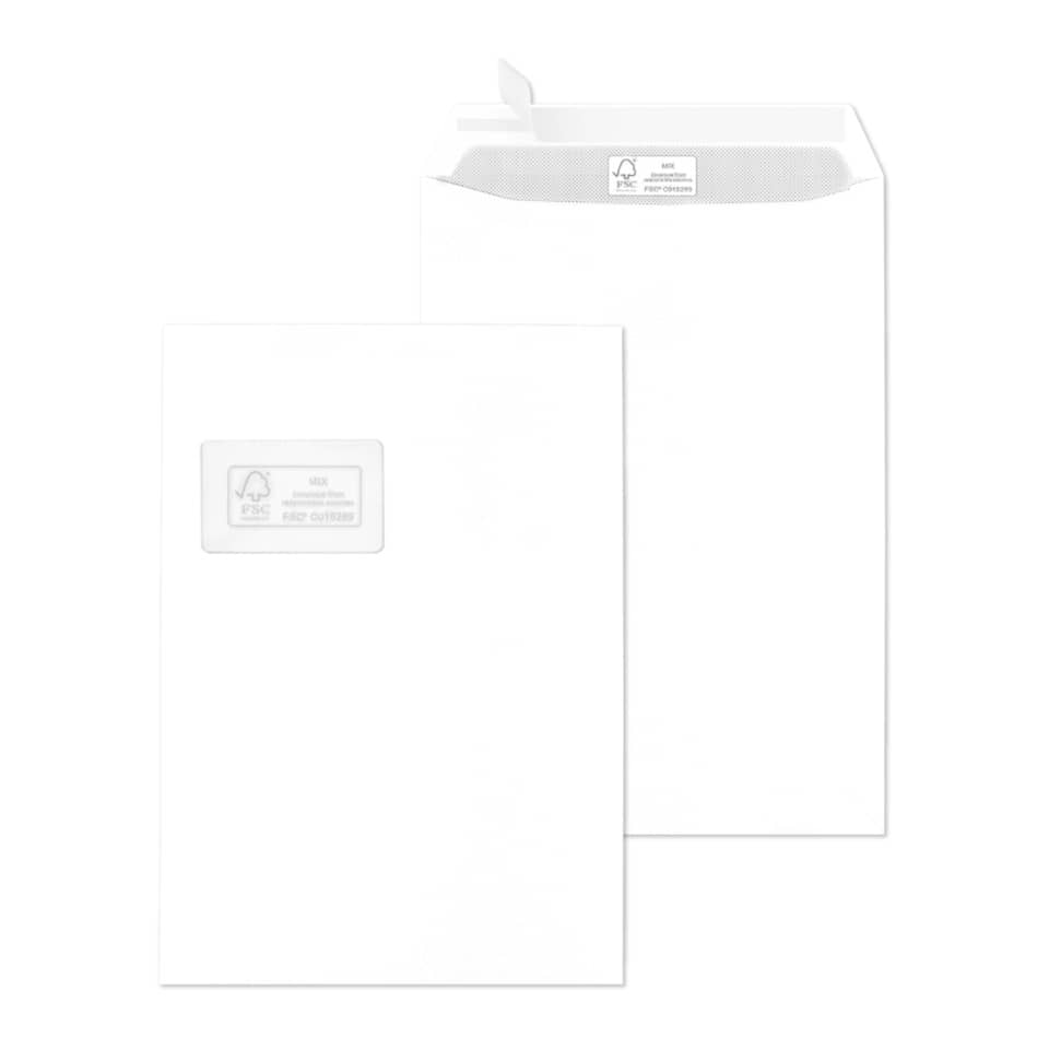 Fenstertasche, C4, 100 g/m², haftklebung, 250 Stück, weiß MAILMEDIA 30003813 MAILMEDIA 30003813 HK FSC
