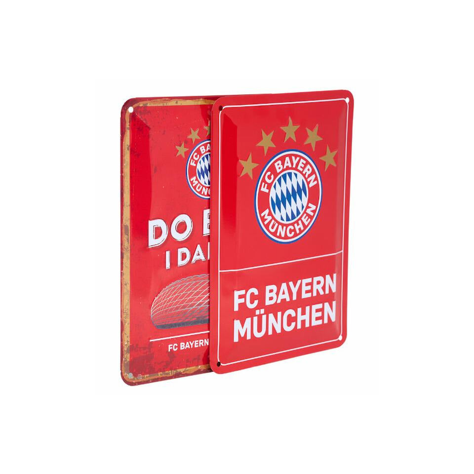 Metallschild 2er-Set Logo rot FC BAYERN 29260 FCBAYERN 29260 210x155x10mm