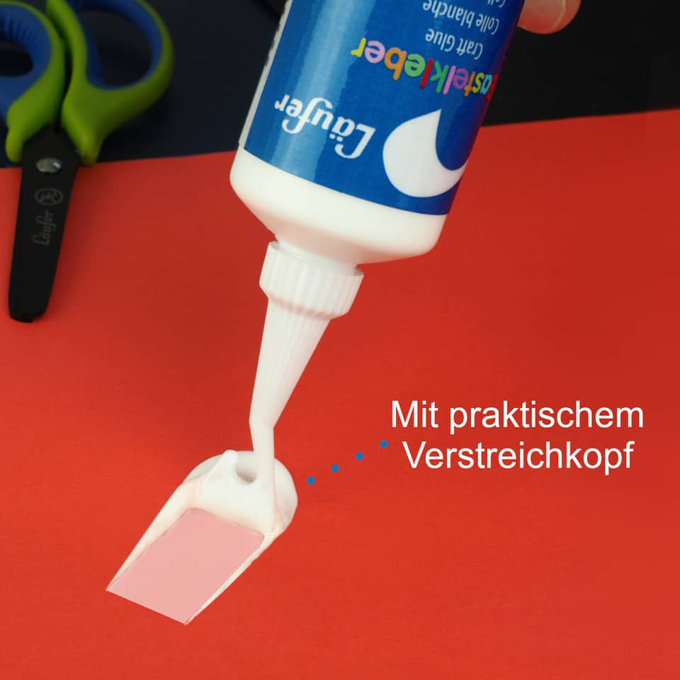 Bastelkleber, ohne Lösungsmittel, 100g, weißer Klebstoff trocknet transparent LÄUFER 99210