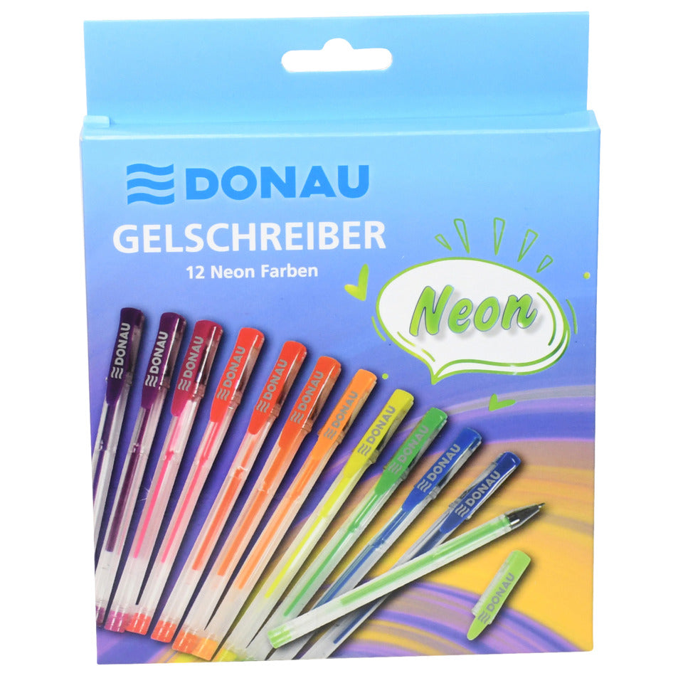 Gelschreiber Neon, 12 Stück, Etui DONAU 5110300-99