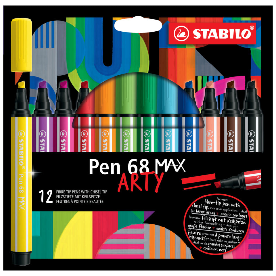 Faserschreiber Pen 68 MAX, 1 + 5 mm, Keilspitze, 12 Stück, sortiert STABILO 768/12-21 STABILO 768/12-21 Arty