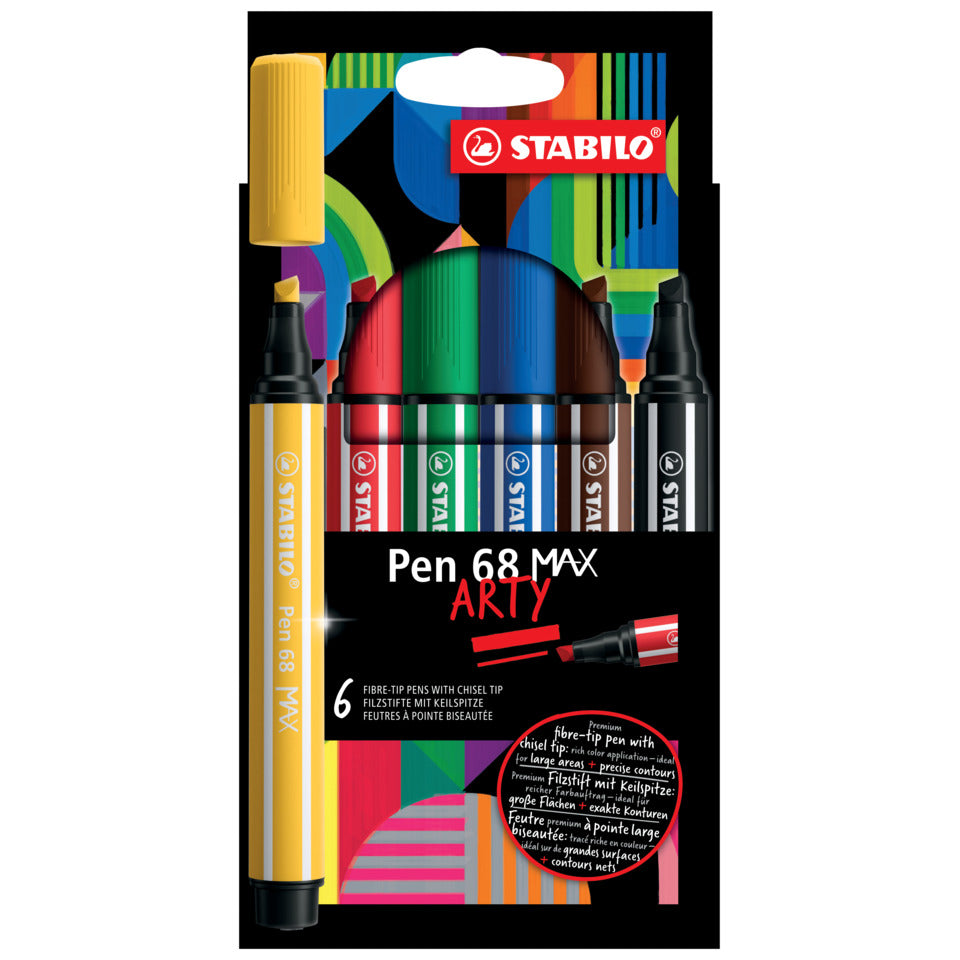 Faserschreiber Pen 68 MAX, 1 + 5 mm, Keilspitze, 6 Stück, sortiert STABILO 768/06-21 STABILO 768/06-21 Arty
