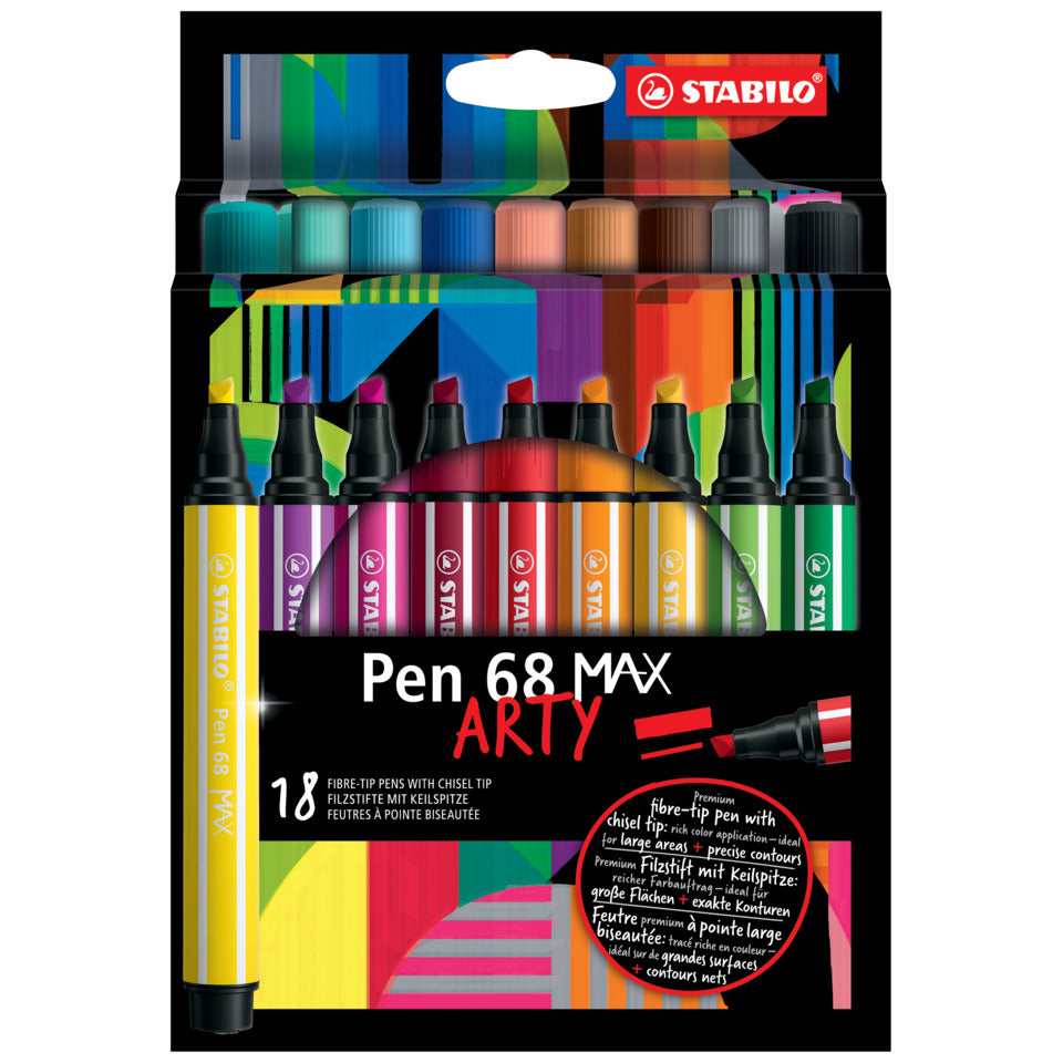 Faserschreiber Pen 68 MAX, 1 + 5 mm, Keilspitze, 18 Stück, sortiert STABILO 768/18-21 STABILO 768/18-21 Arty