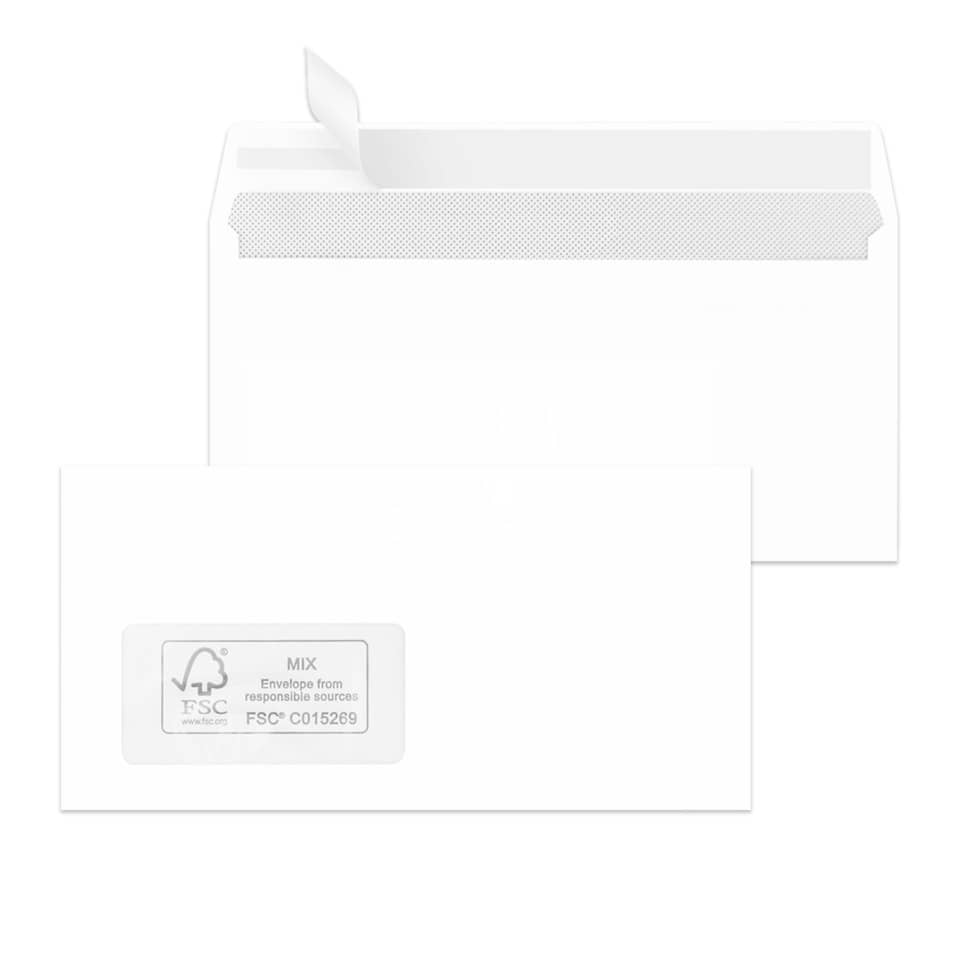 Briefumschlag mit Fenster, DIN lang, 100g/m², haftklebend, 500 Stück, weiß MAILMEDIA 30005492 MAILMEDIA 30005492 HK FSC