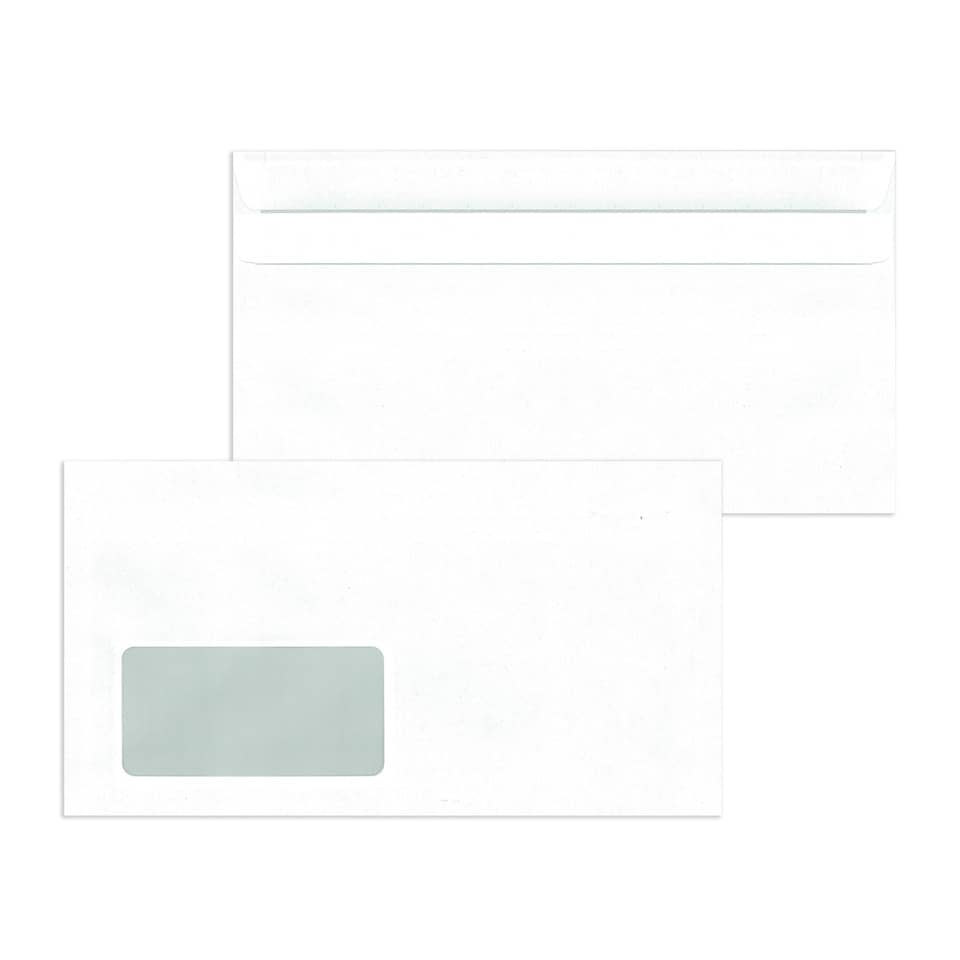 Briefumschlag mit Fenster, 229 x 125 mm, 75g/m², selbstklebend, 1000 Stück, weiß MAILMEDIA 30005426 MAILMEDIA 30005426 1000ST 125x229mm