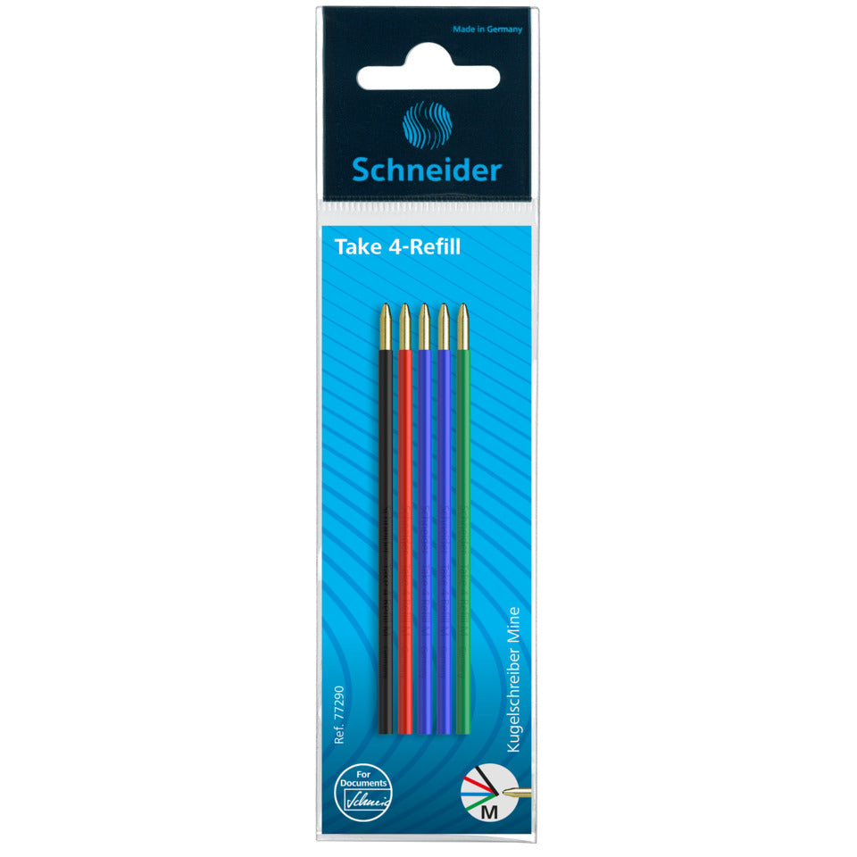 Kugelschreibermine Take 4 Refill, Nachfüllmine, dokumentenecht, M, sortiert SCHNEIDER 77290