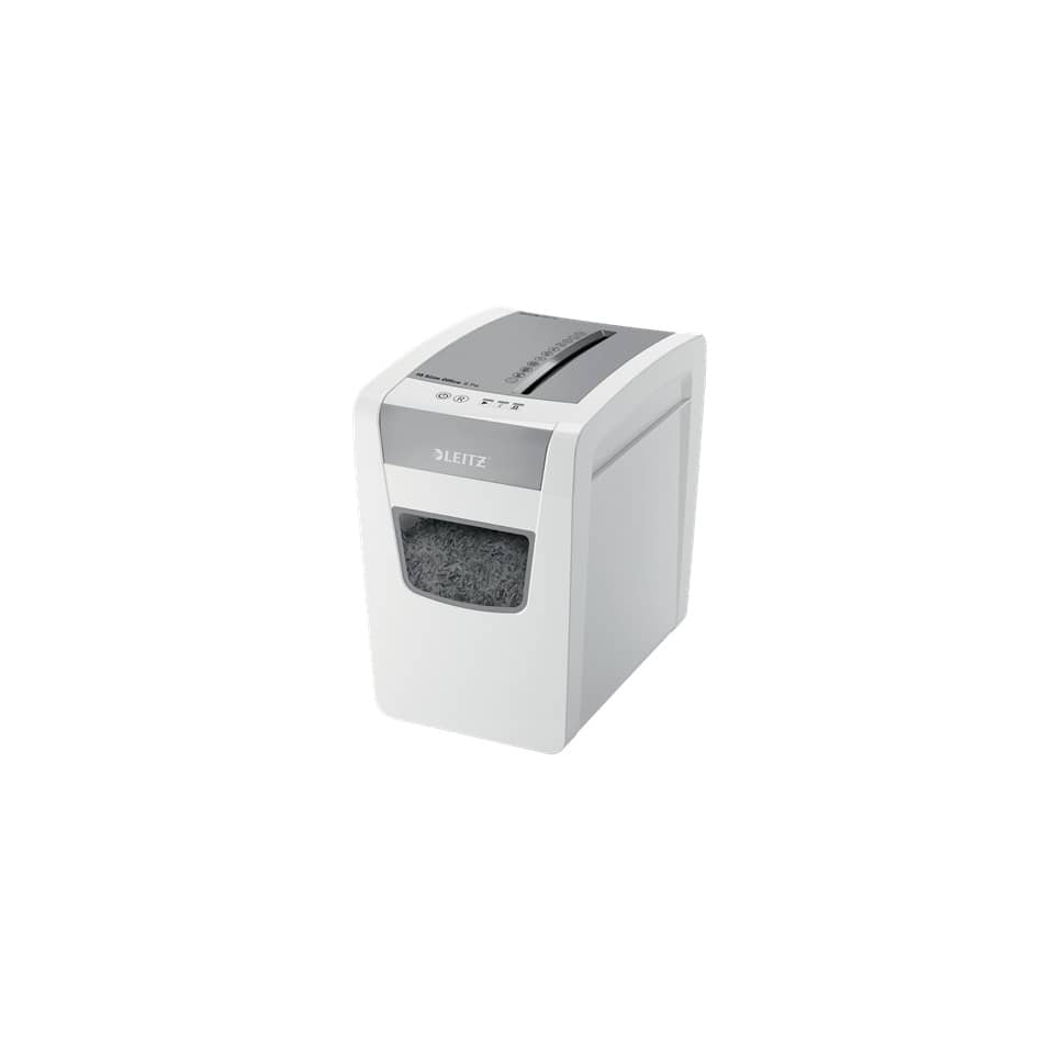 Aktenvernichter IQ Slim Office S, Partikelschnitt 4 x 28 cm, P-4, 23L, 12 Blatt, weiß LEITZ 8098-00-00 LEITZ 8098-00-00 Slim Office S