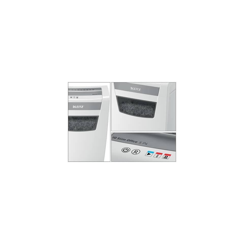 Aktenvernichter IQ Office S, Partikelschnitt 4 x 28 mm, P-4, 23L, 12 Blatt, weiß LEITZ 8099-00-00 LEITZ 8099-00-00 Office S Premium