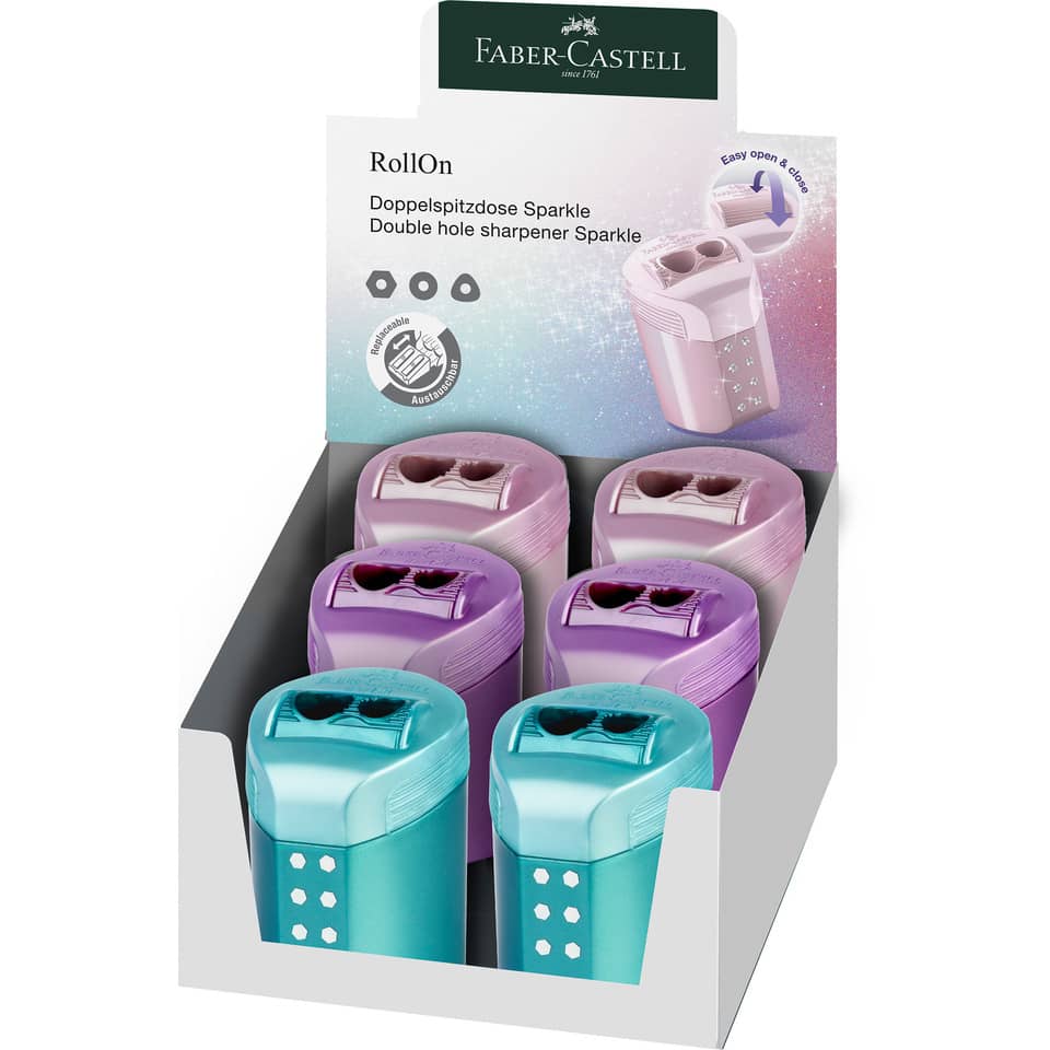 Doppelspitzdose RollOn Sparkle farbig sortiert FABER CASTELL 183900 FABER CASTELL 183900 sortiert