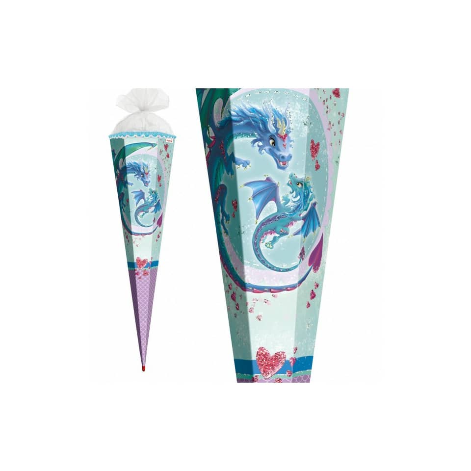 Schultüte, Drachenliebe, 85cm, Tüllverschluss ROTH 678867 ROTH 678867 Tüllverschluss