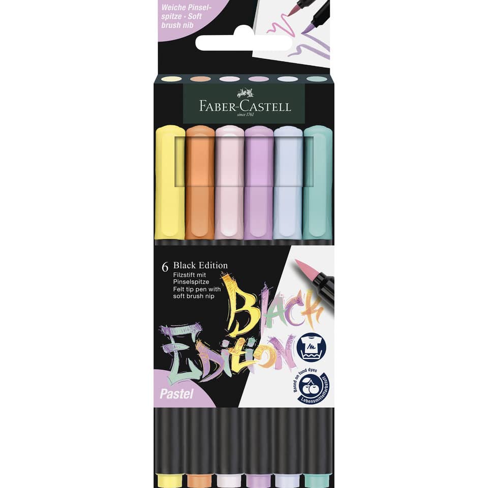 Faserschreiberetui Black Edition, 6 Stück, pastell sortiert FABER CASTELL 116453 FABER CASTELL 116453 Black Edition
