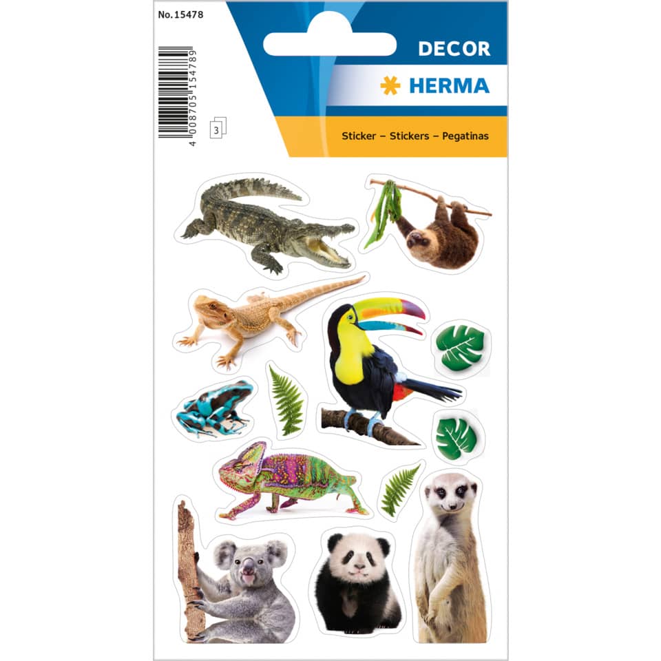 Sticker Exotische Tiere, 36 Stück HERMA 15478