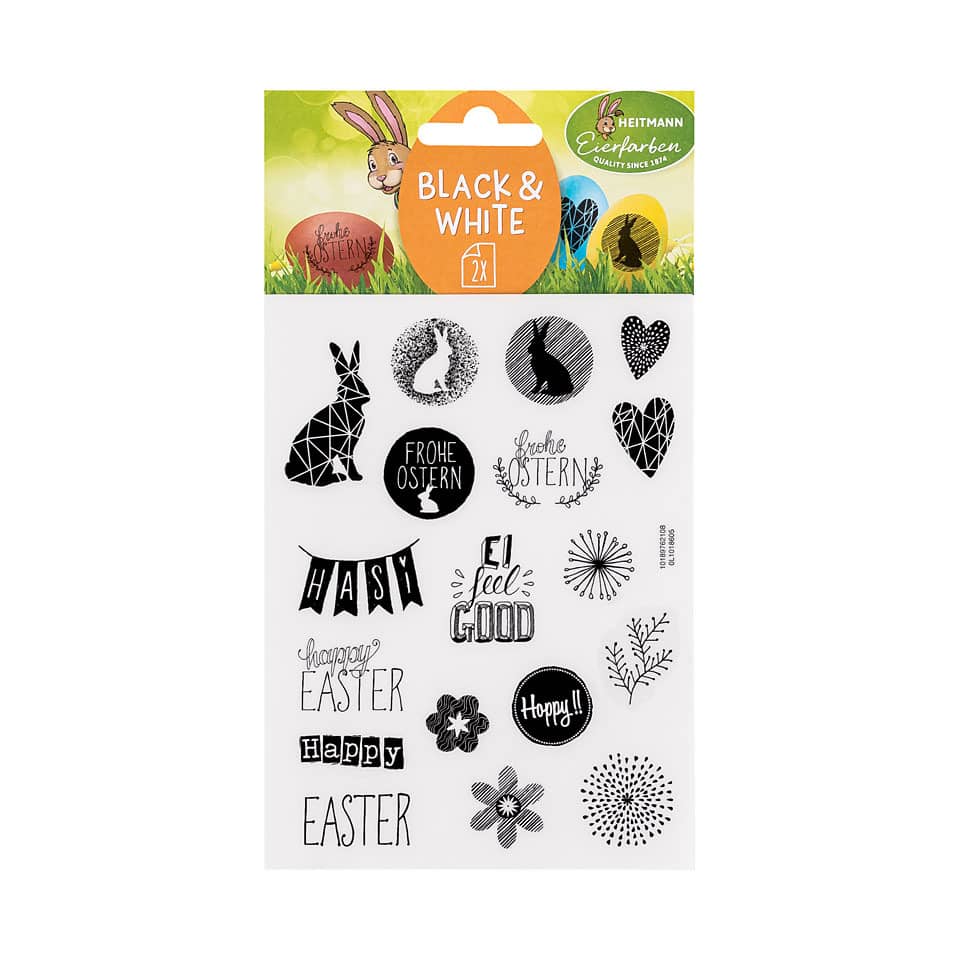 Oster Abziehbilder Black & White - sortiert, selbstklebend HEITMANN EIERFARBEN 1018605