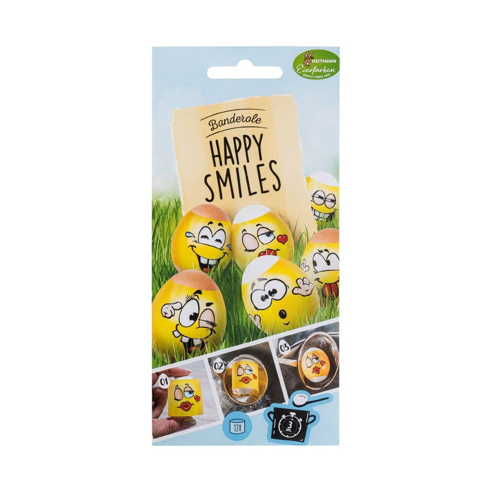 Oster Banderole Happy Smiles - 6 Motive, 12 Stück sortiert HEITMANN EIERFARBEN 1024467