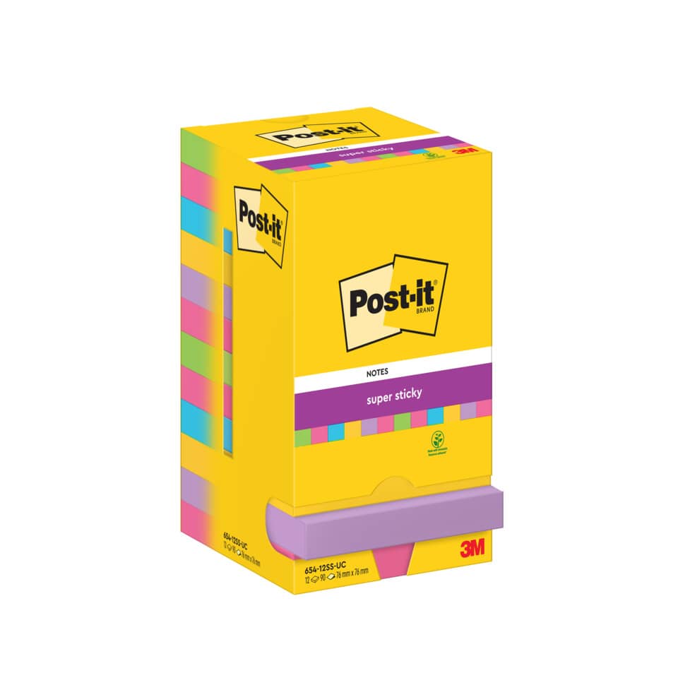 Haftnotizblock Super Sticky Ultra Colour, 76x76mm, 12x90 Blatt POST-IT 654-12SS-UC POST-IT 654-12SS-UC SuperStick