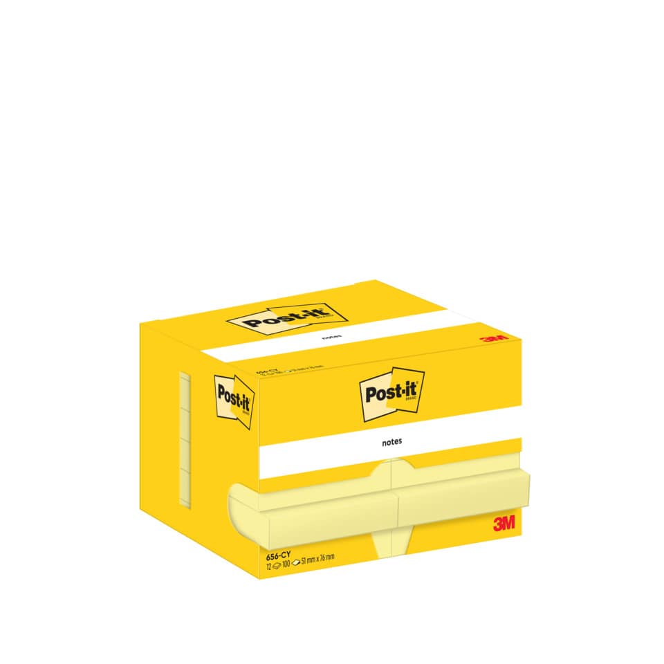 Haftnotizblock Notes, 51x76mm, 12x100 Blatt, gelb POST-IT 656 CY POST-IT 656 CY 51x76mm