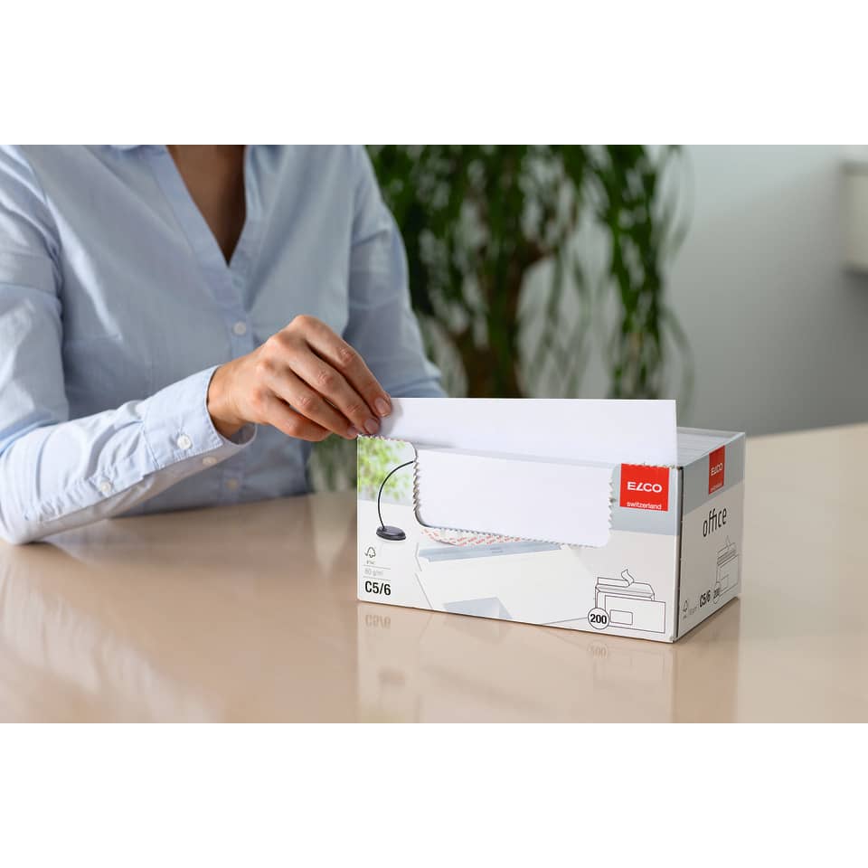 Briefumschlag Office mit Fenster, C5/6, 80g/m², haftklebend, 200 Stück, weiß ELCO 74534.12 ELCO 74534.12 Office 80g 200St