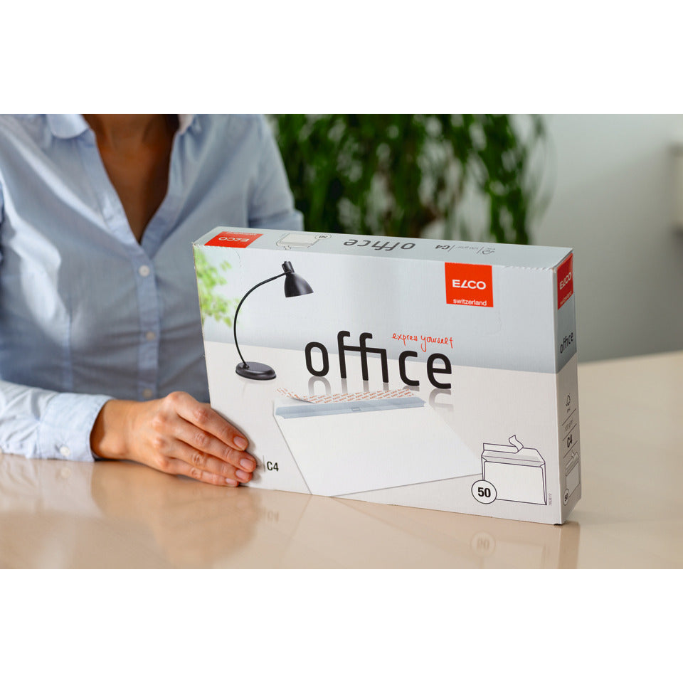 Briefumschlag Office ohne Fenster, C4, 120g/m², haftklebend, 50 Stück, weiß ELCO 74538.12 ELCO 74538.12 haftklebend Innendruck