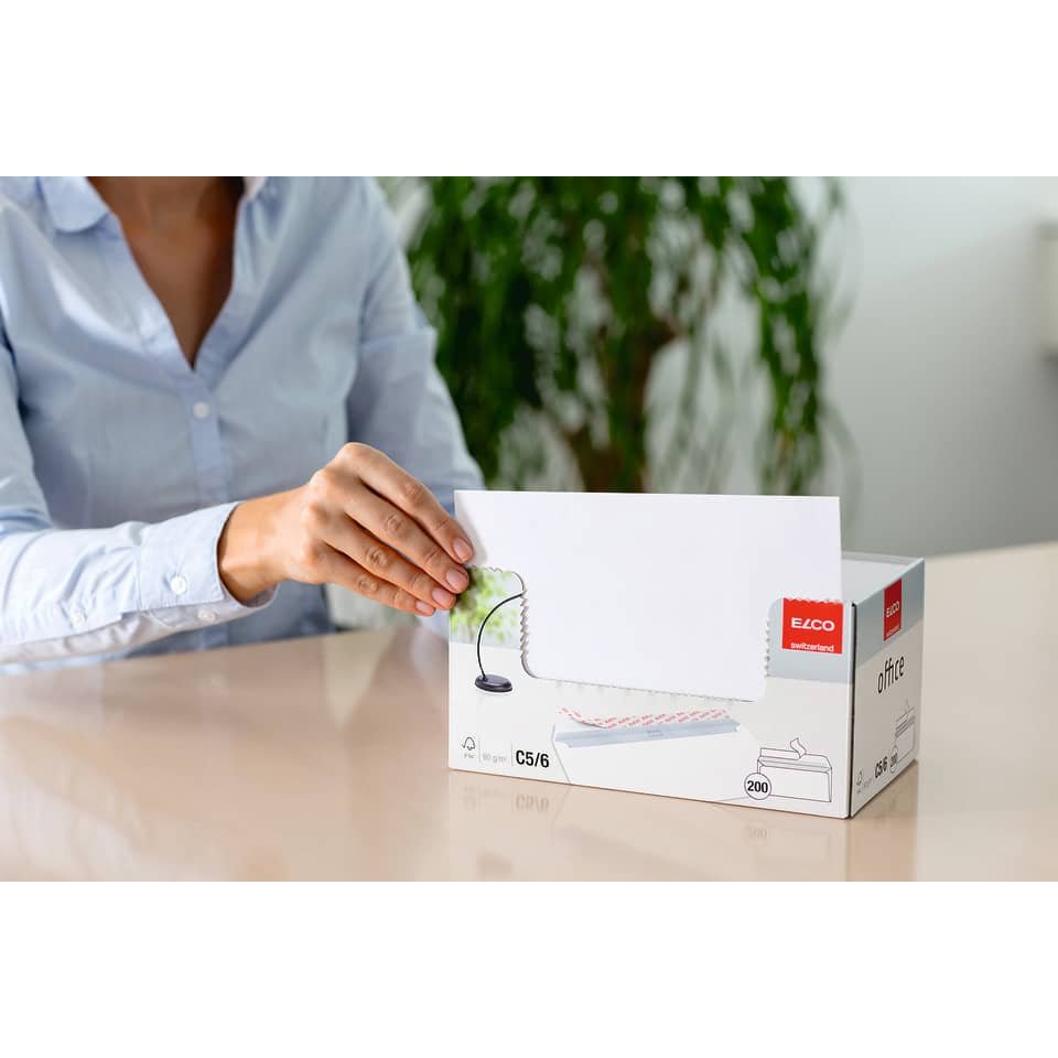 Briefumschlag Office ohne Fenster, C5/6, 80g/m², haftklebend, 200 Stück, weiß ELCO 74532.12 ELCO 74532.12 Office 80g 200St