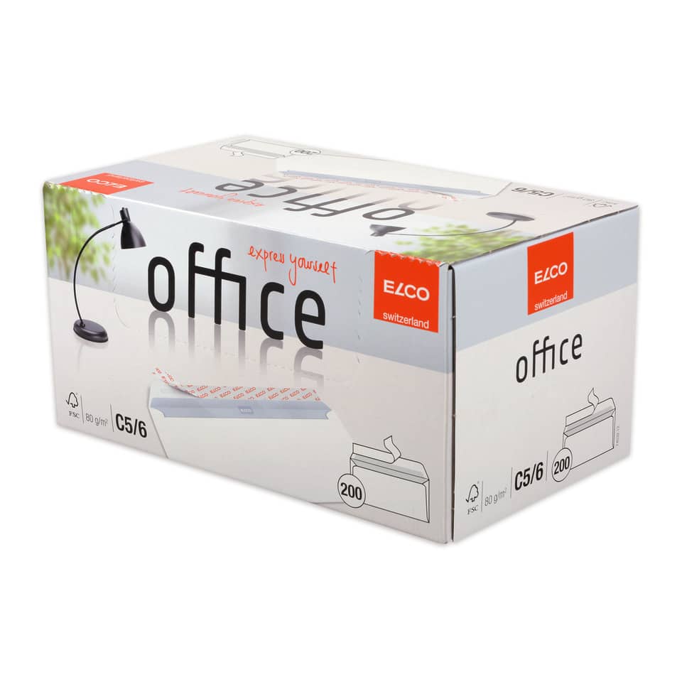 Briefumschlag Office ohne Fenster, C5/6, 80g/m², haftklebend, 200 Stück, weiß ELCO 74532.12 ELCO 74532.12 Office 80g 200St