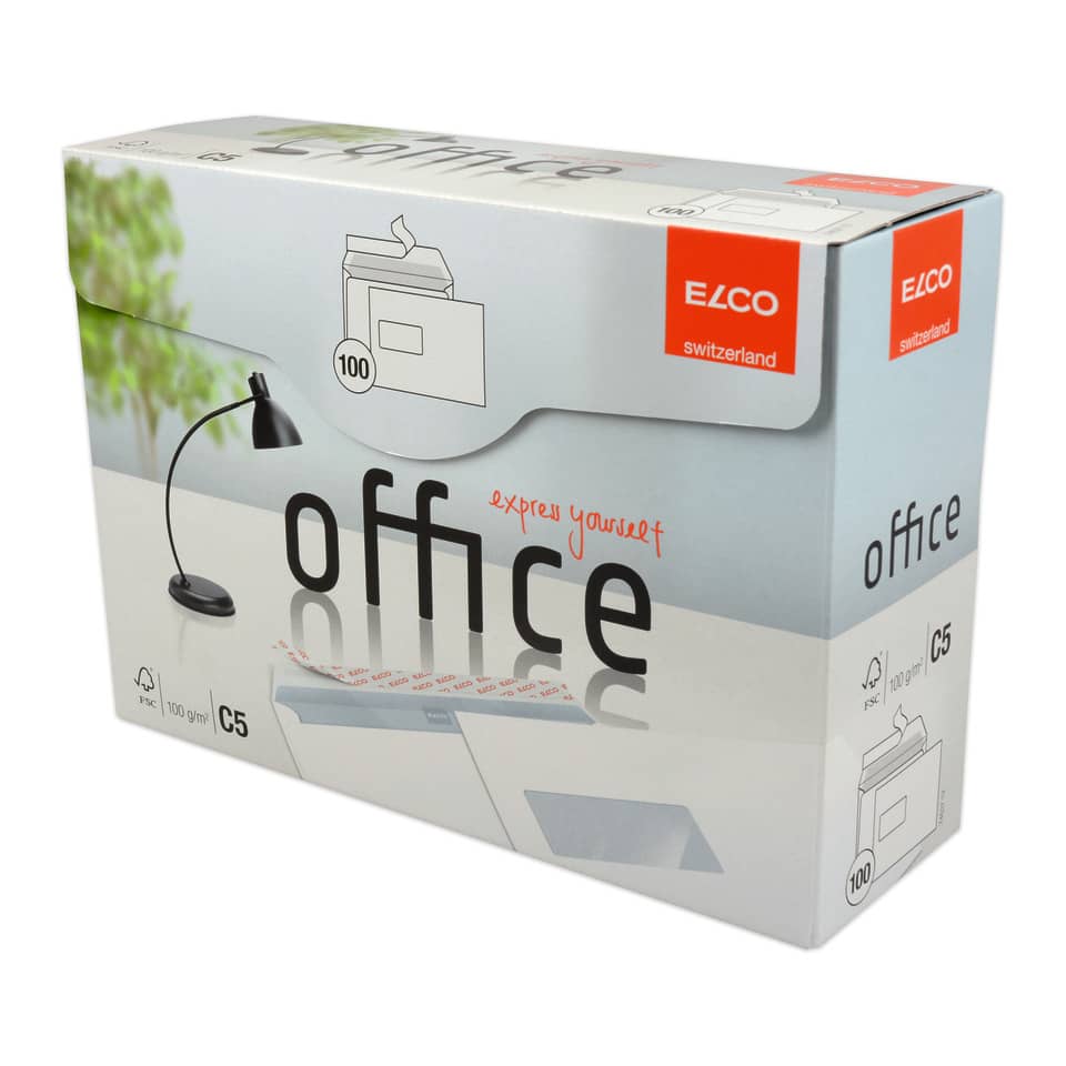 Briefumschlag Office mit Fenster, C5, 100g/m², haftklebend, 100 Stück, weiß ELCO 74537.12 ELCO 74537.12 Office 100g 100St