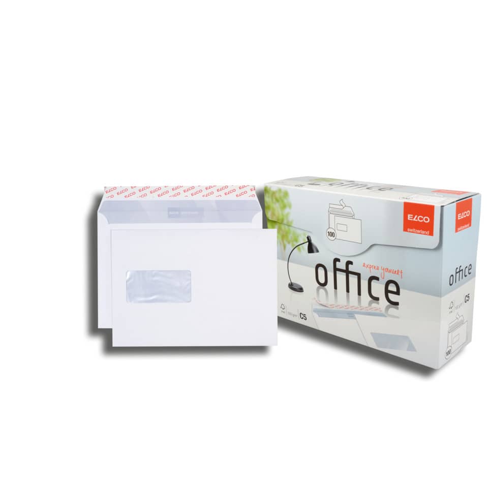 Briefumschlag Office mit Fenster, C5, 100g/m², haftklebend, 100 Stück, weiß ELCO 74537.12 ELCO 74537.12 Office 100g 100St