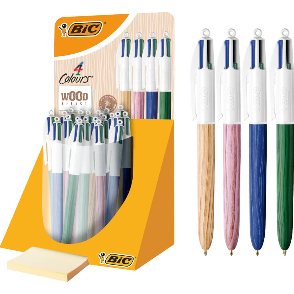 Vierfarbkugelschreiber 4 Colours® WOOD Style, sortiert BIC 507406 BIC 507406 Wood Effect im Display