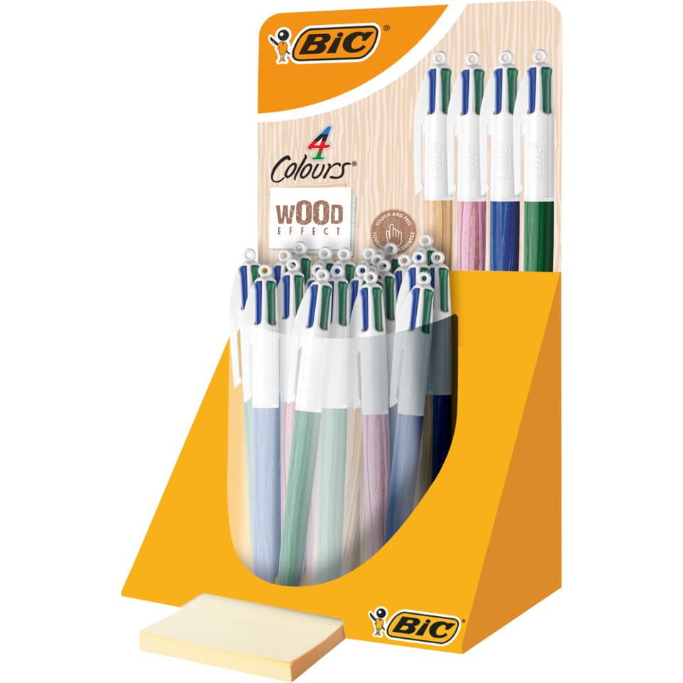 Vierfarbkugelschreiber 4 Colours® WOOD Style, sortiert BIC 507406 BIC 507406 Wood Effect im Display