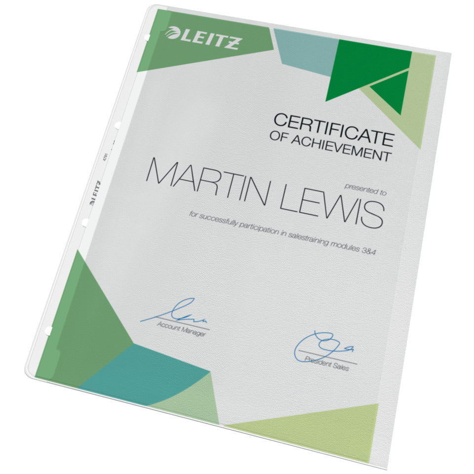 Prospekthülle, A4, PP, genarbt, dokumentenecht, farblos LEITZ 4781-00-03 LEITZ 47810003  l.offen