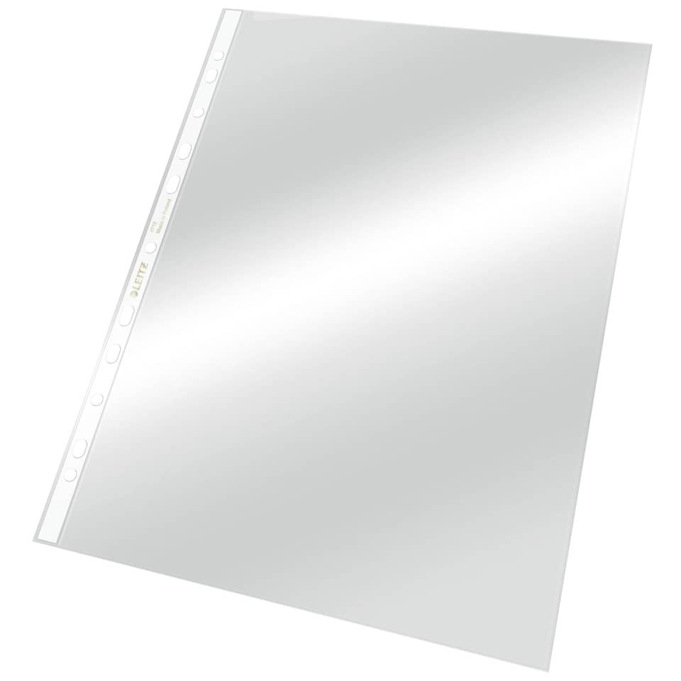 Prospekthülle Standard, A4, PP, genarbt, dokumentenecht, farblos 100 Stück LEITZ 4797-00-00 LEITZ 4797-00-00 oben u. Lochseite offen