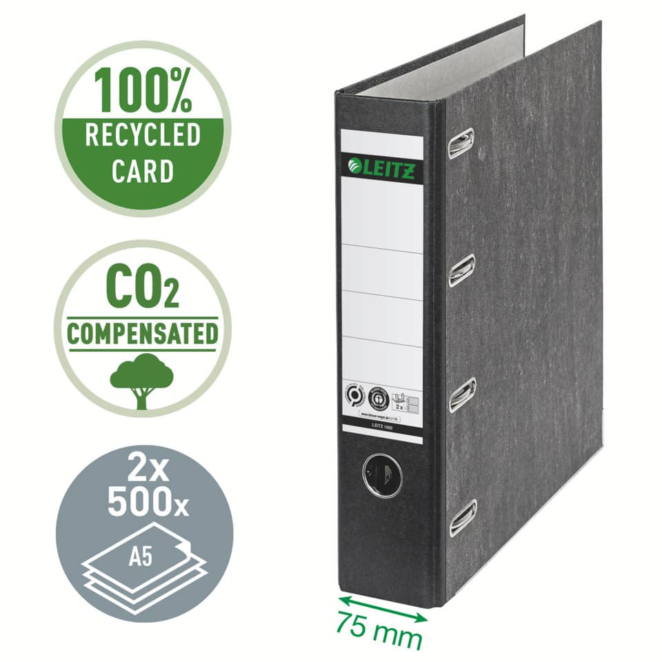 Doppelordner Standard, 2xA5 quer, 75mm, schwarz LEITZ 1092-00-00 LEITZ 10920000 A4 75mm