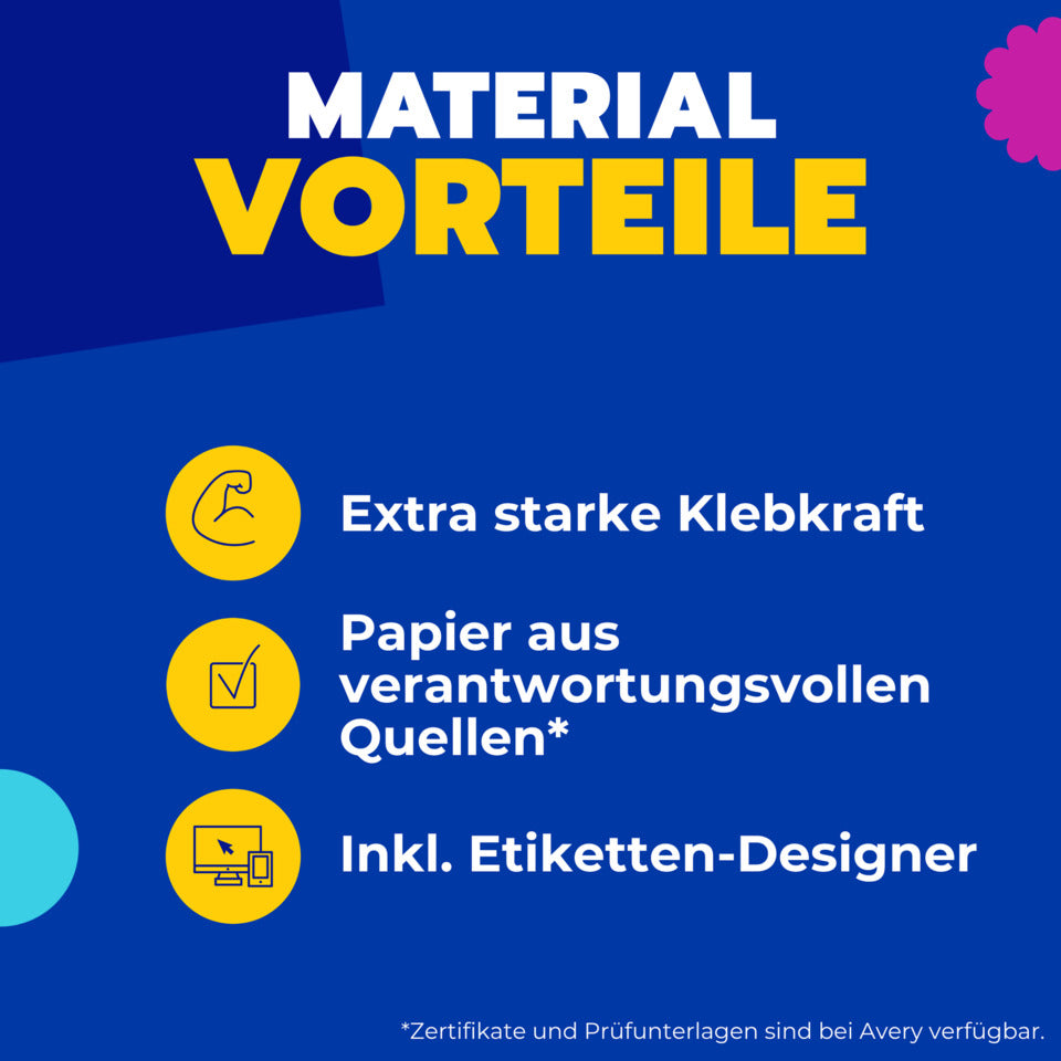 Universaletiketten stark haftend, 45,7x21,2mm, 960 Stück, weiß AVERY ZWECKFORM L7873-20