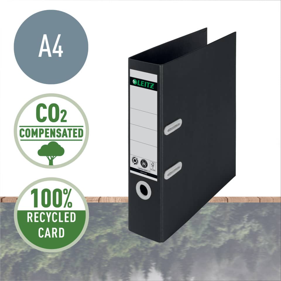 Qualitäts-Ordner Recycle 180°, A4, 80mm, schwarz LEITZ 1018-00-95