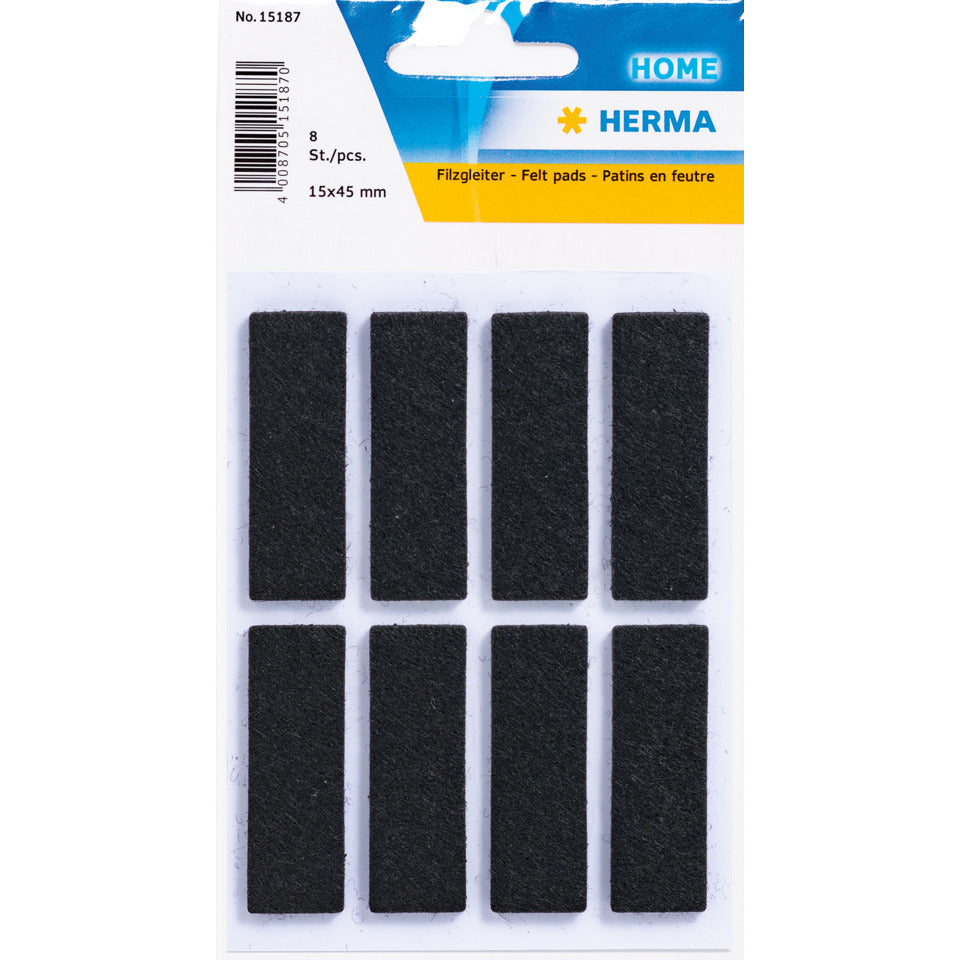 Filzgleiter, 15x45mm, 6 Stück, schwarz HERMA 15187 HERMA 15187 6ST