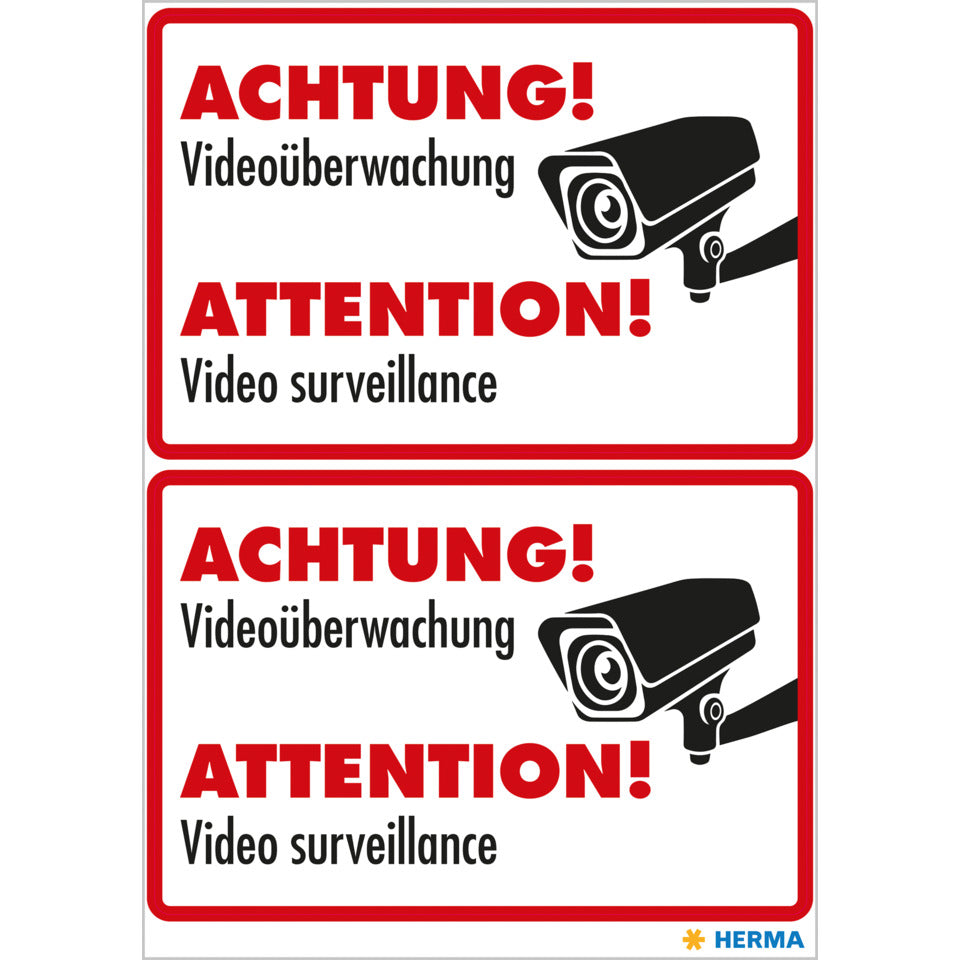 Hinweisetiketten "Videoüberwachung", 2 Stück HERMA 15474 HERMA 15474 Vario Sticker