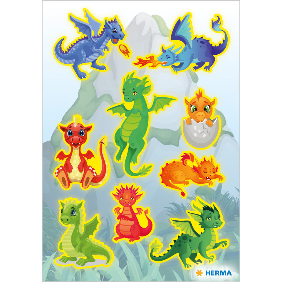Sticker Drachen, Neon, 9 Stück HERMA 15494