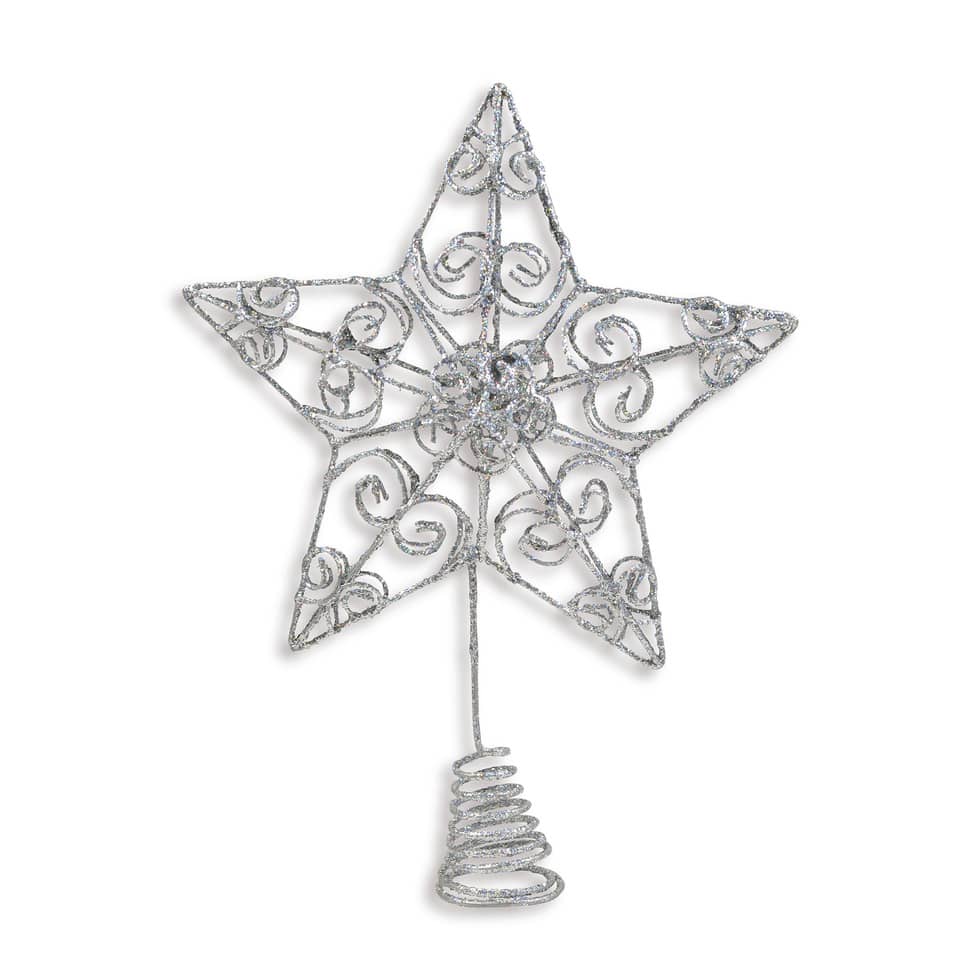 Baumbehang Drahtstern, 20cm, silber  17836 Glitter 17836 Glitter 20cm