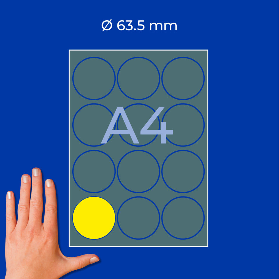 Farbige Etiketten, Ø63,5cm, 300 Stück, neongelb AVERY ZWECKFORM L7670Y-25 AVERY ZWECKFORM L7670Y-25 63,5