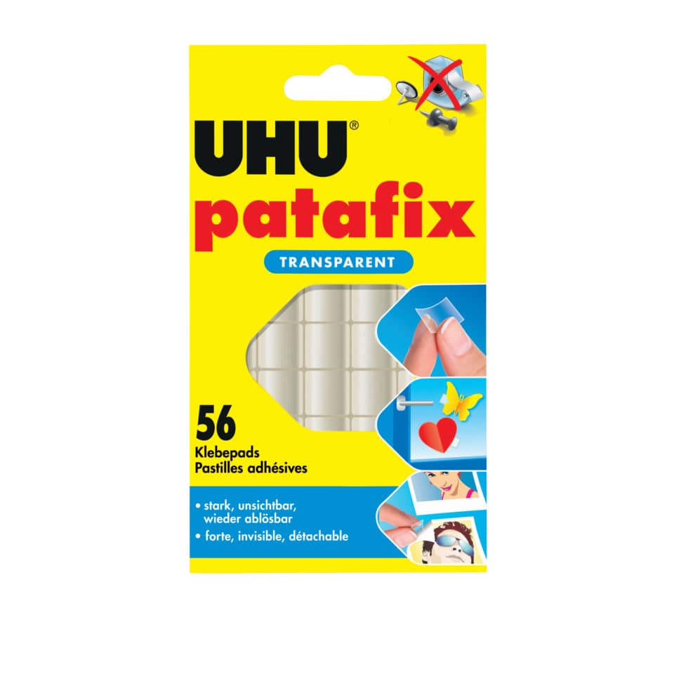 Klebepad patafix TRANSPARENT, wieder ablösbar, transparent, 56 Stück UHU 48815 UHU 48815  56St