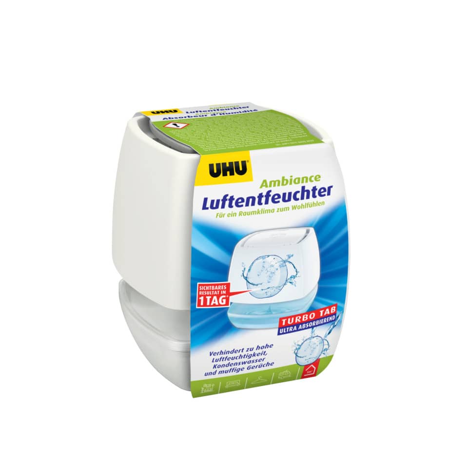Luftentfeuchter Ambiance, für Räume bis 10 m³, Originalpackung 100 g, weiß UHU 50595 UHU 50595 nachfüllb.