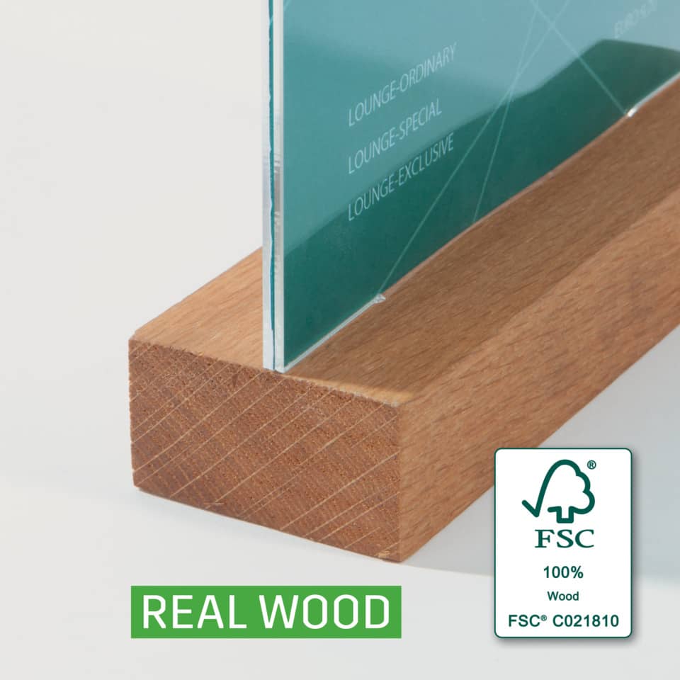 Tischaufsteller mit Holzsockel, A4, gerade SIGEL TA256 SIGEL TA256 mit Holzsockel