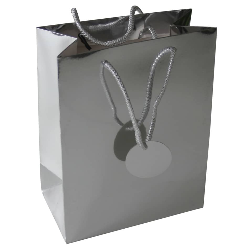 Geschenktragetasche Uni Lack, 23x18x10cm, silber  51509 51509 23x18x10cm