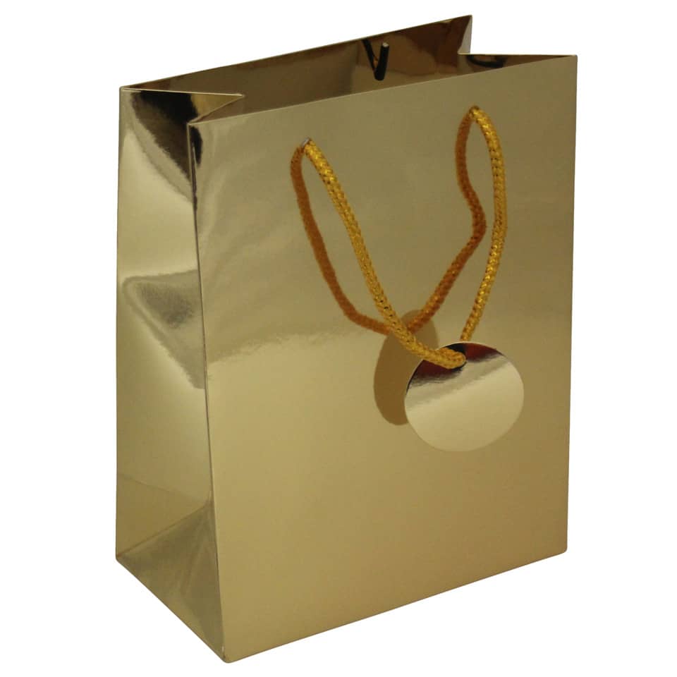 Geschenktragetasche Uni Lack, 23x18x10cm, gold  51497 51497 23x18x10cm